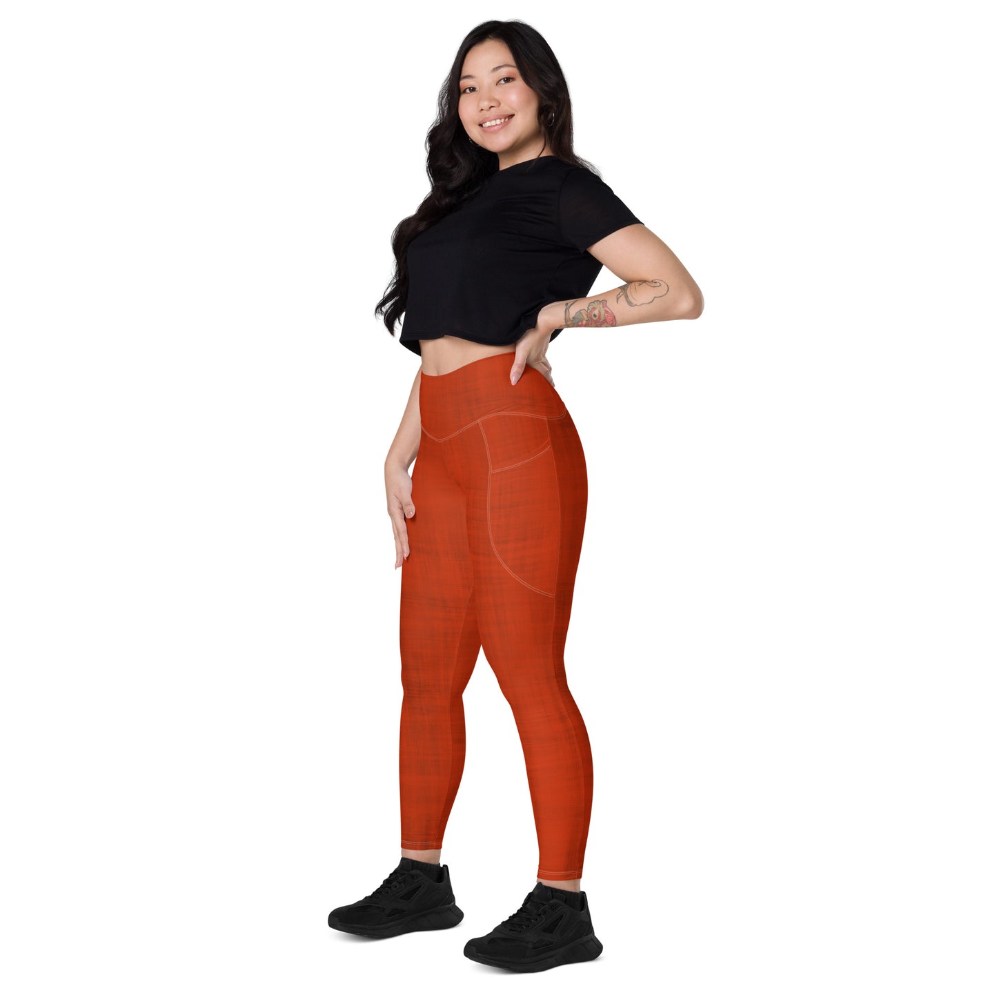 High-Waisted Pocket Leggings - Lava Red
