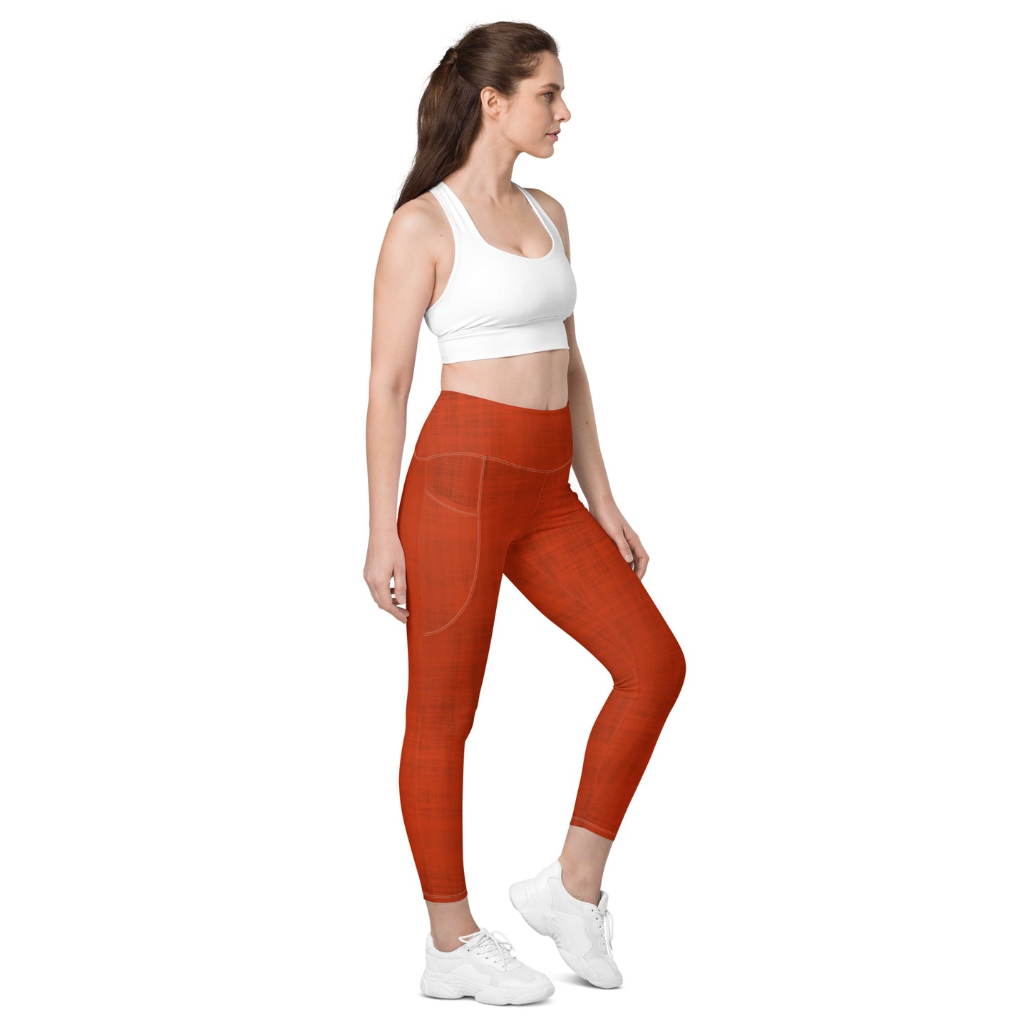 High-Waisted Pocket Leggings - Lava Red