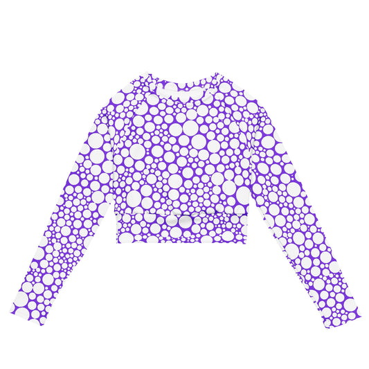 Women's Long-Sleeve Crop Top - White Dots on Purple