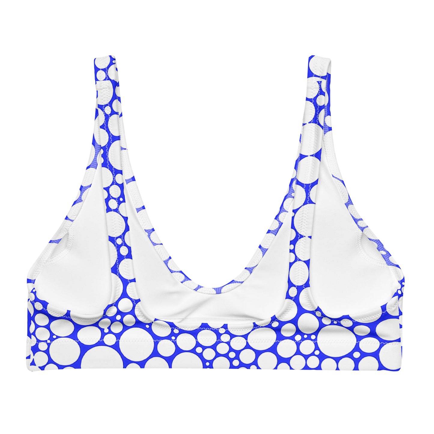 Recycled padded bikini top - White Dots on Midnight Blue