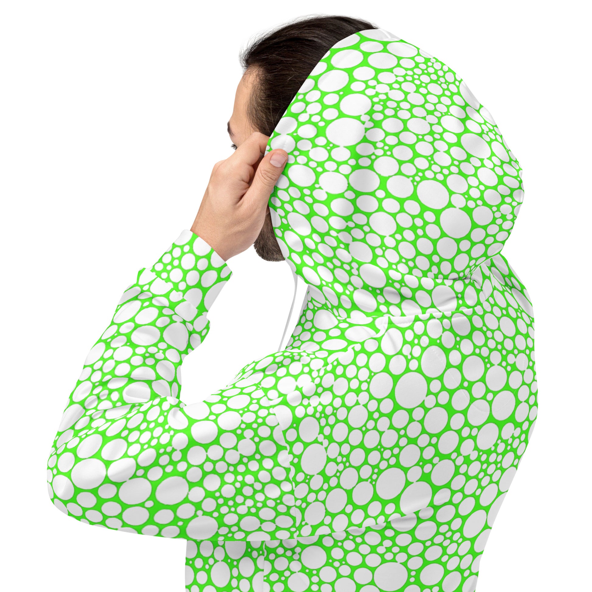 Unisex Hoodie - White Dots on Neon Green