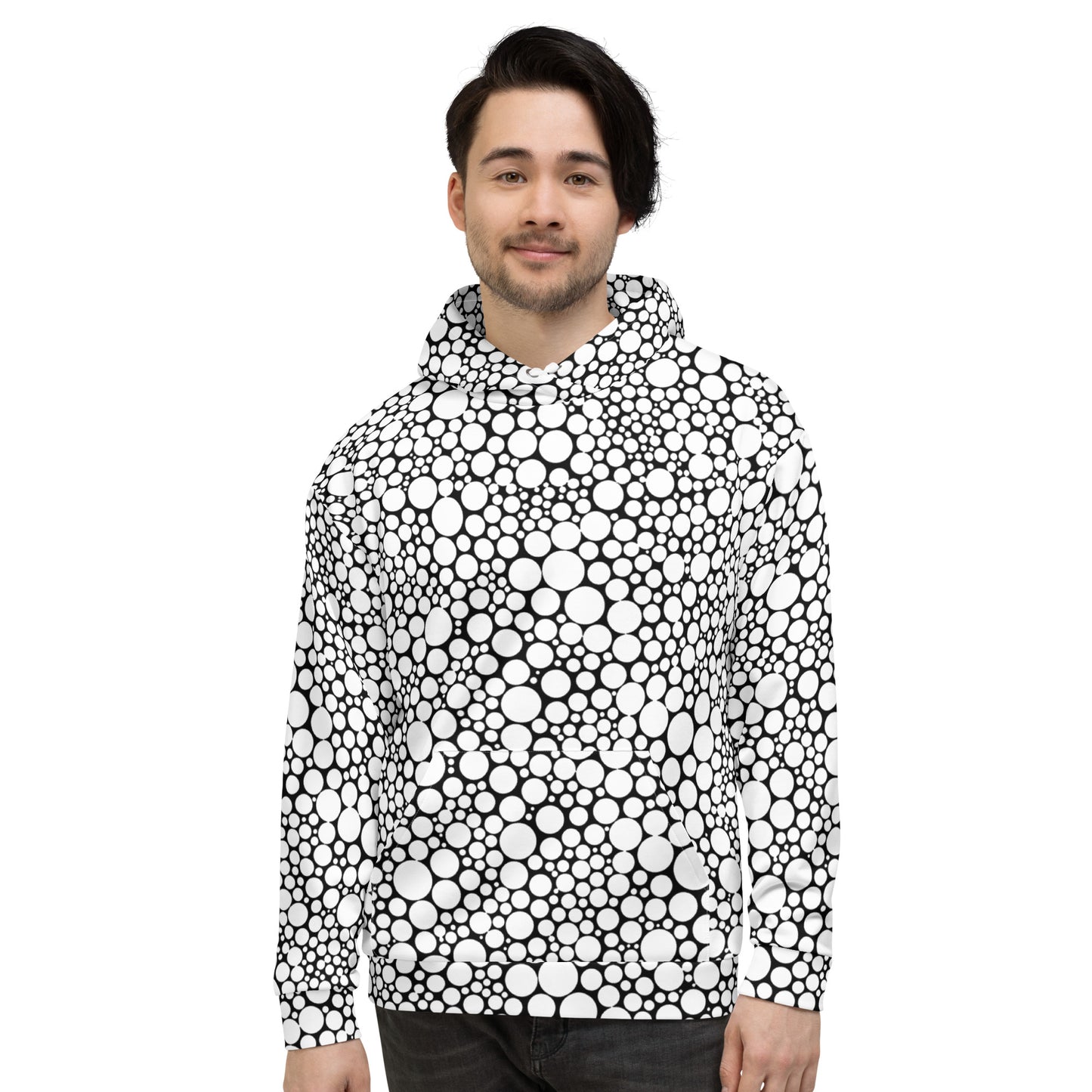 Unisex Hoodie - White Dots on Black