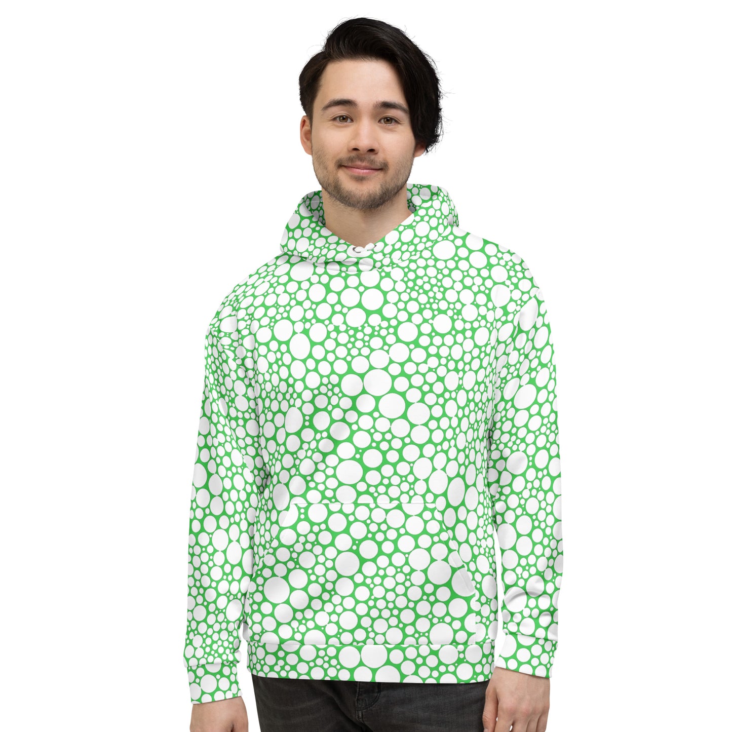 Unisex Hoodie - White Dots on Forest Green