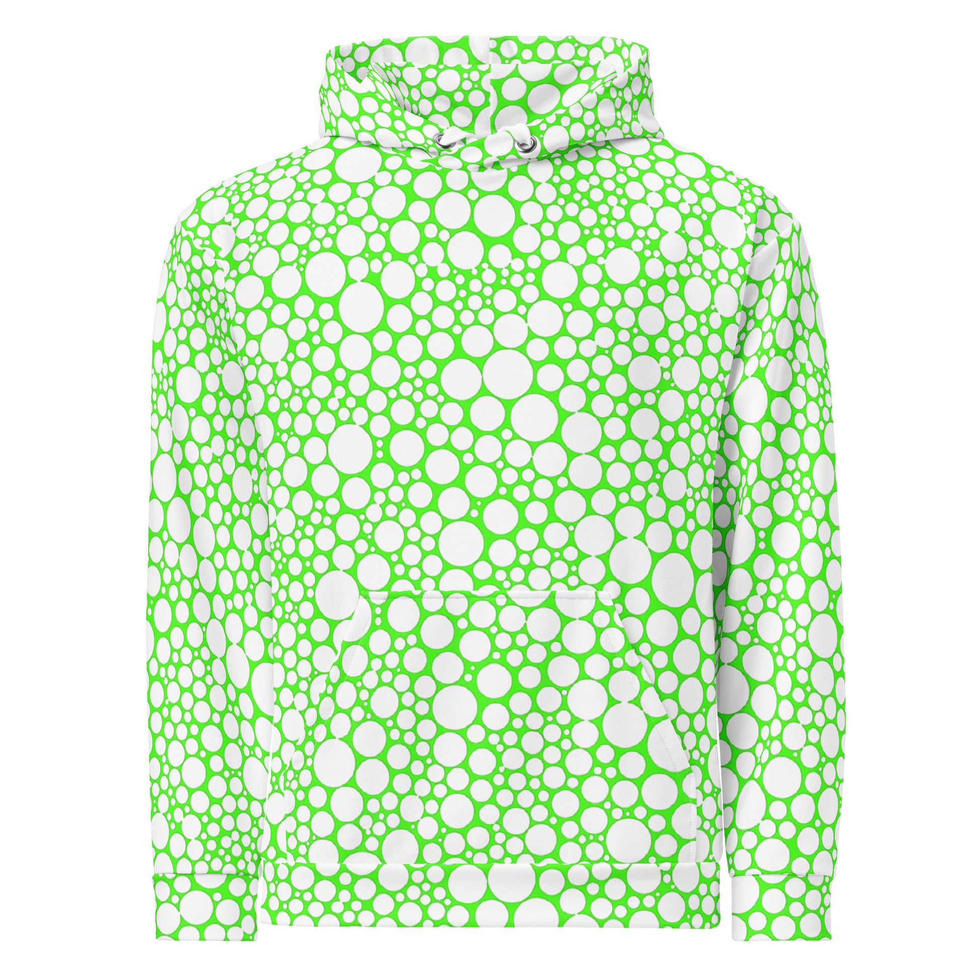 Unisex Hoodie - White Dots on Neon Green