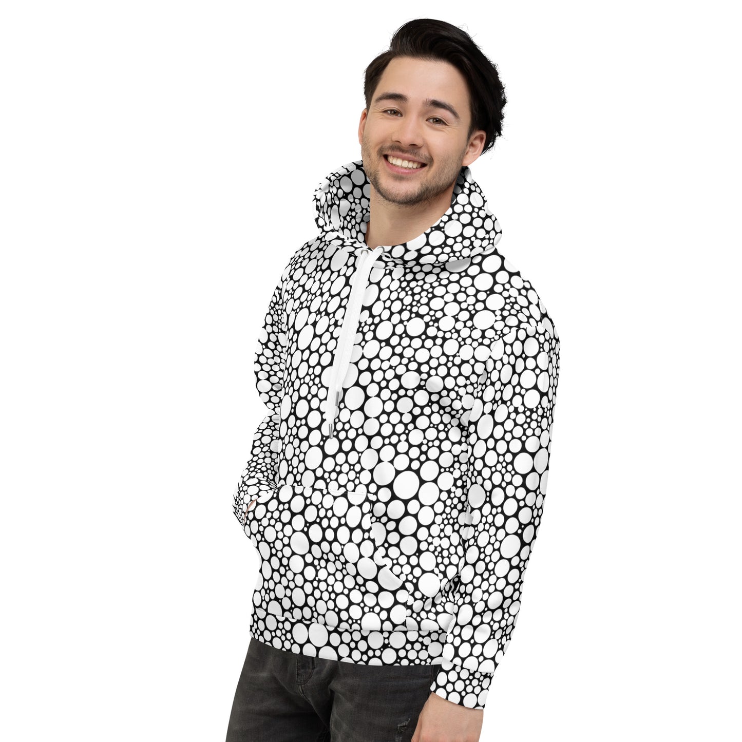 Unisex Hoodie - White Dots on Black
