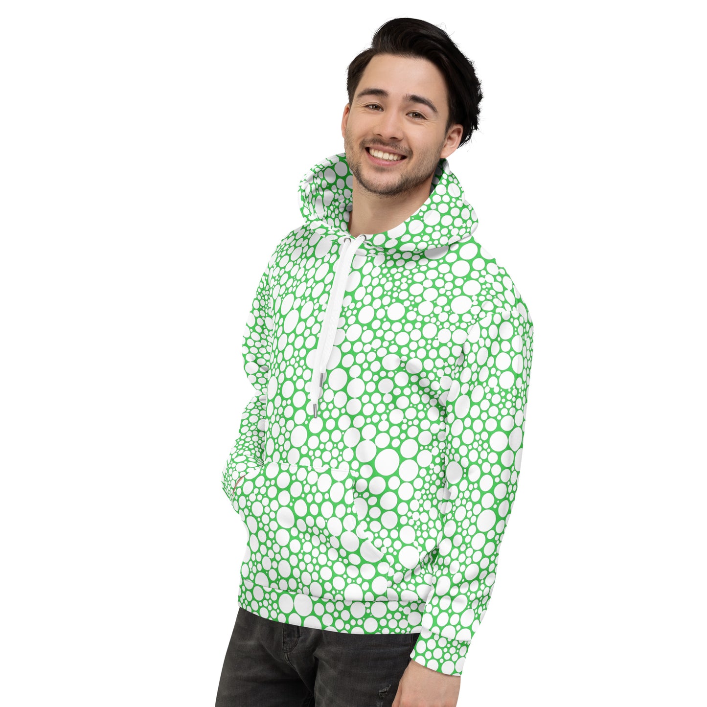 Unisex Hoodie - White Dots on Forest Green