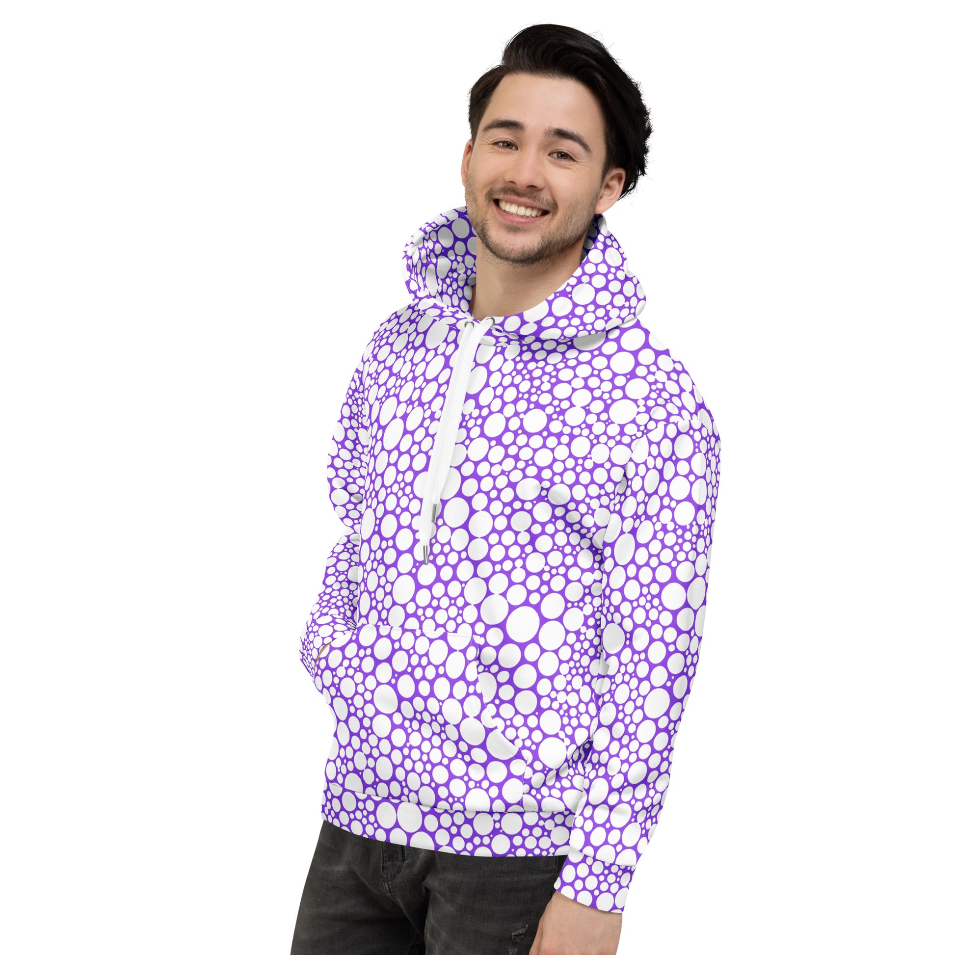 Unisex Hoodie - White Dots on Purple