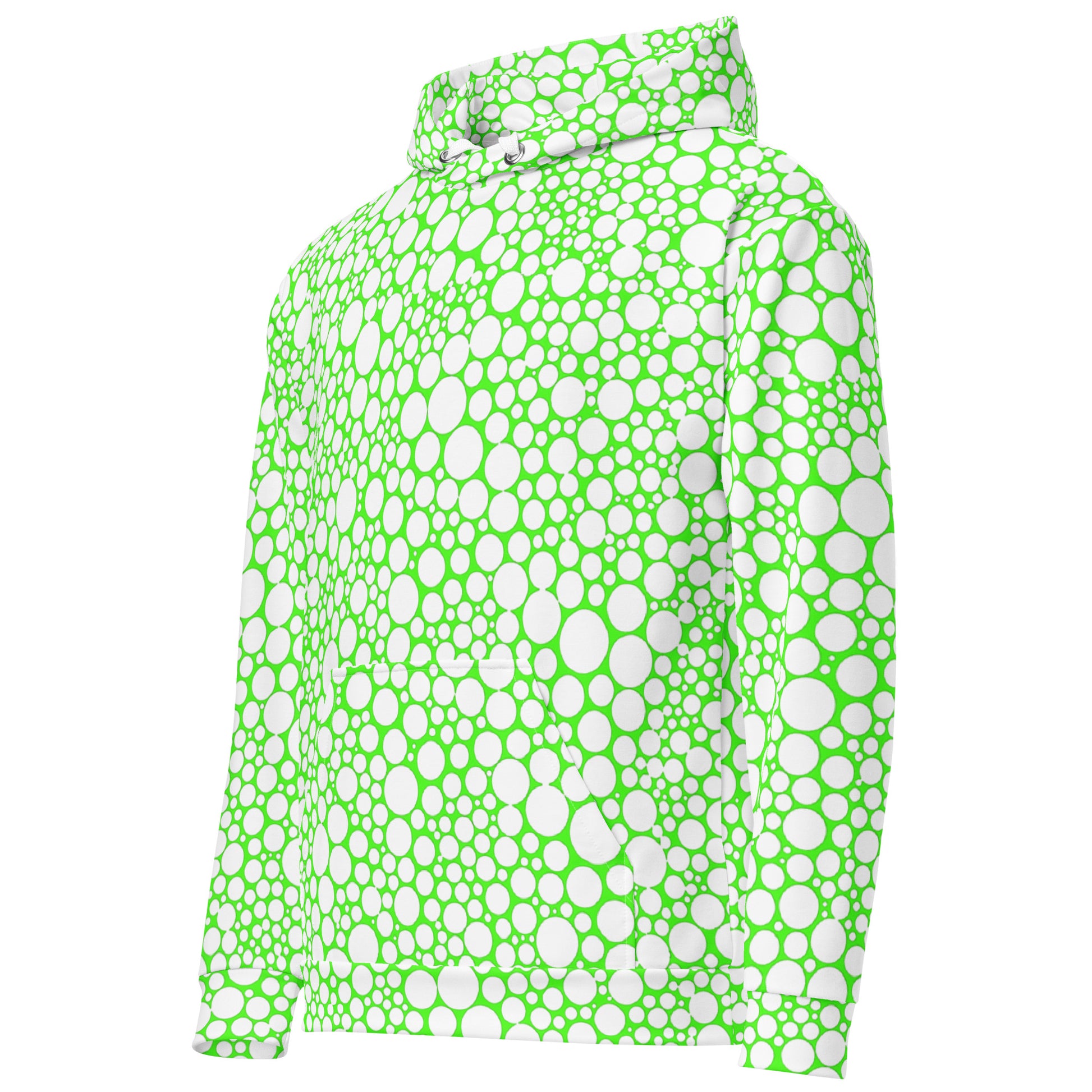 Unisex Hoodie - White Dots on Neon Green