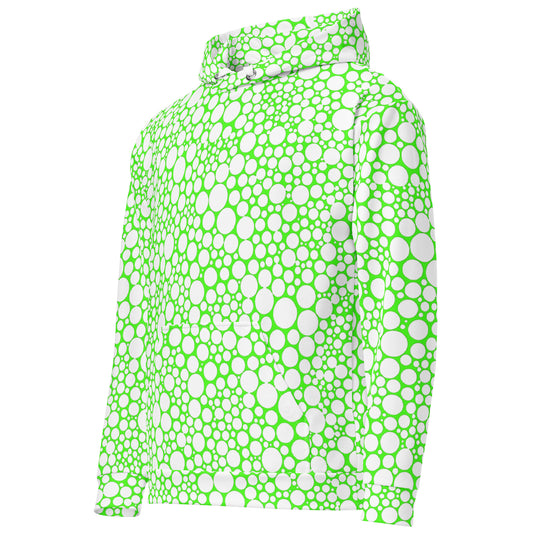 Unisex Hoodie - White Dots on Neon Green