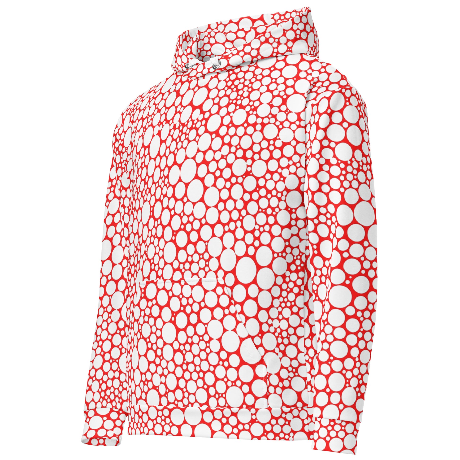 Unisex Hoodie - Dark Red Dots on Bright Red