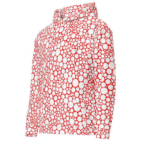 Unisex Hoodie - Dark Red Dots on Bright Red