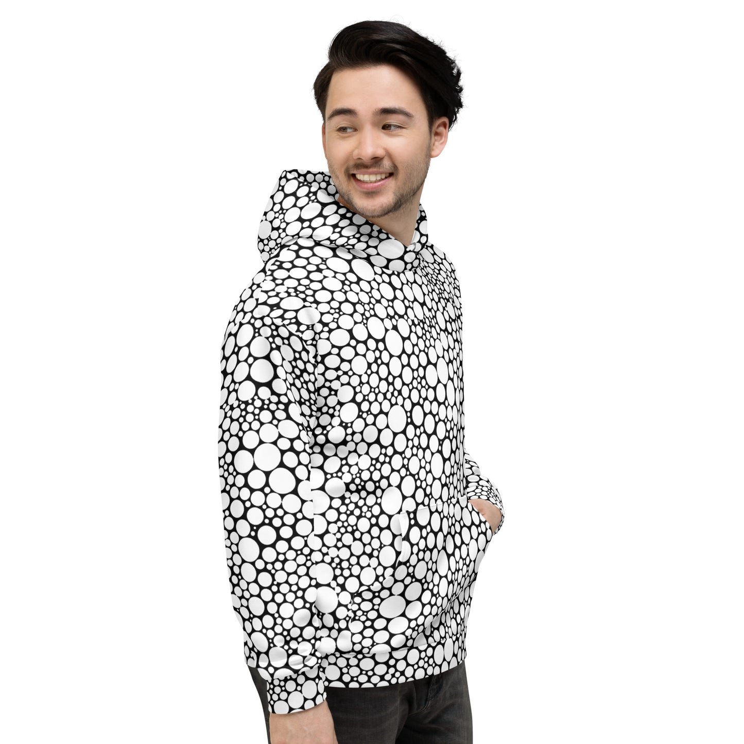 Unisex Hoodie - White Dots on Black