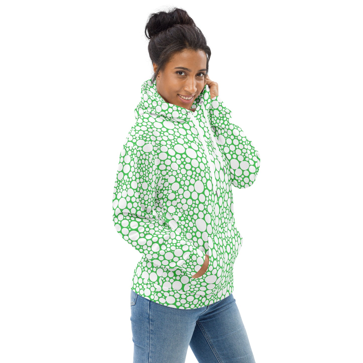 Unisex Hoodie - White Dots on Forest Green