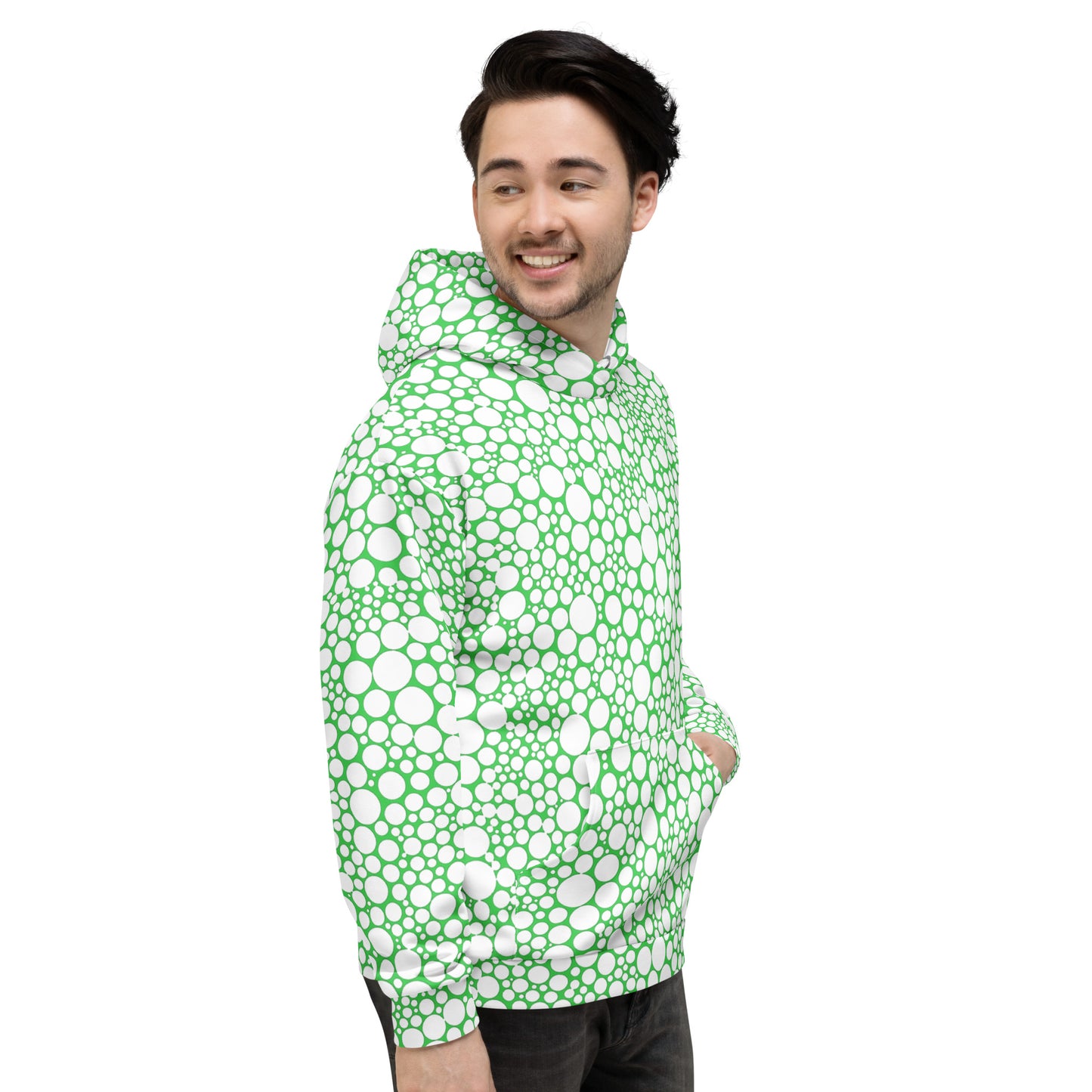 Unisex Hoodie - White Dots on Forest Green