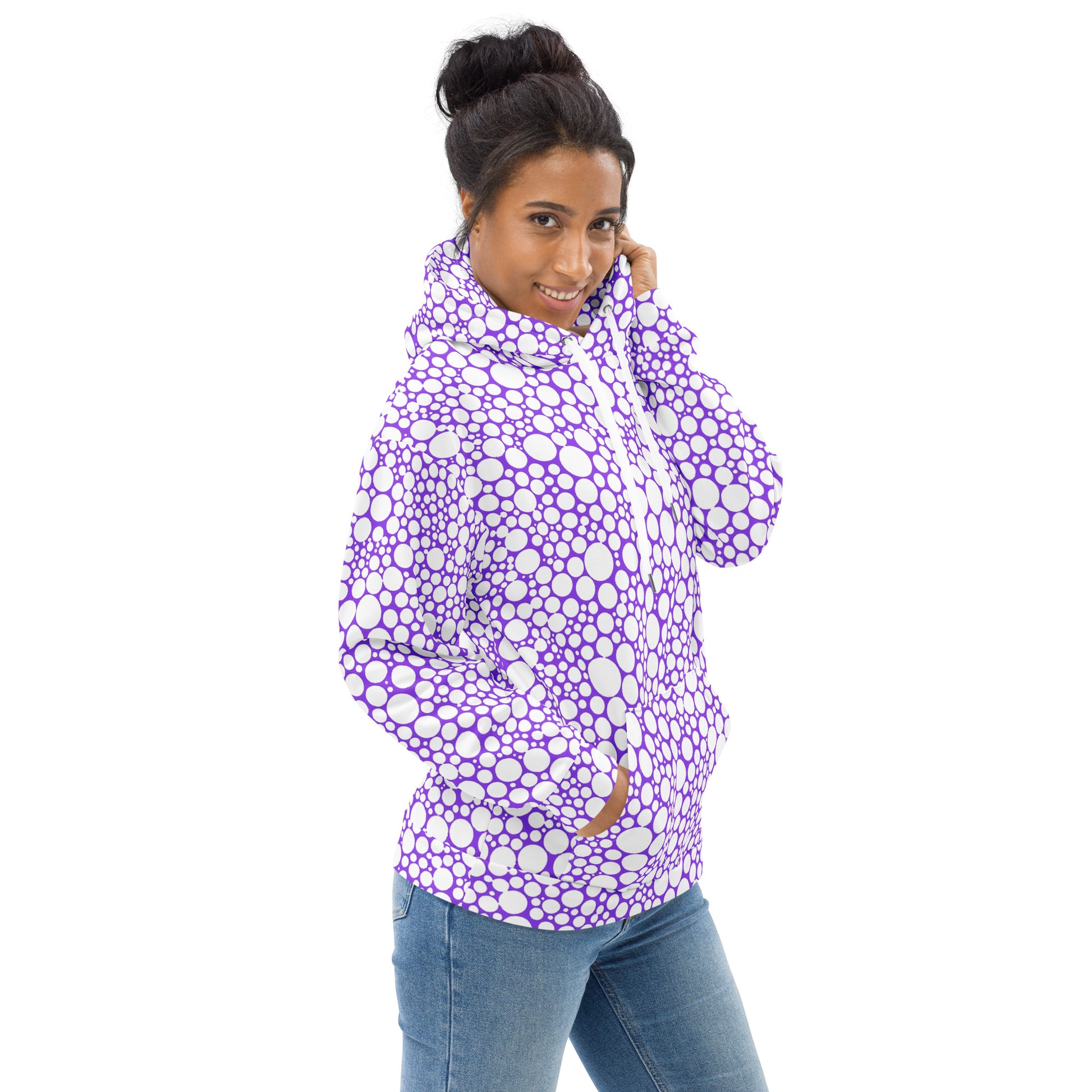 Unisex Hoodie - White Dots on Purple