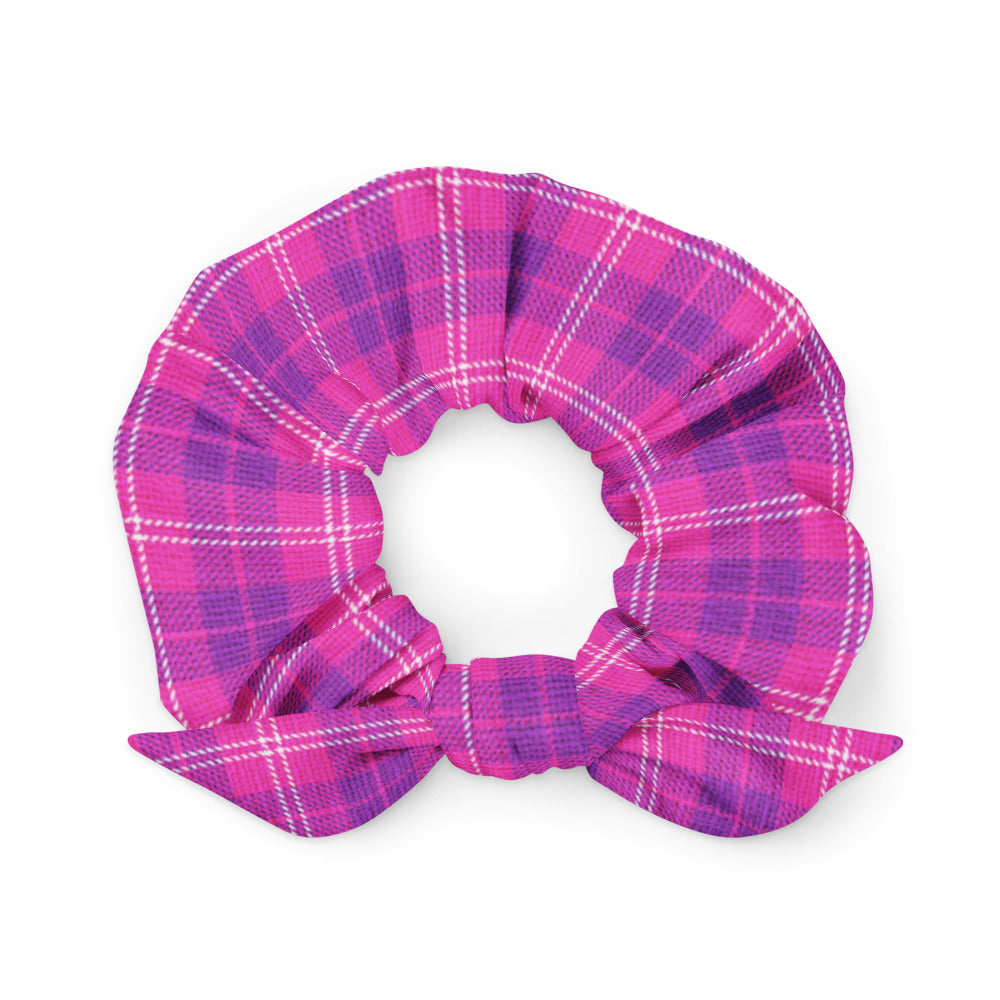 Indigo and Pink  Scrunchie with Bow