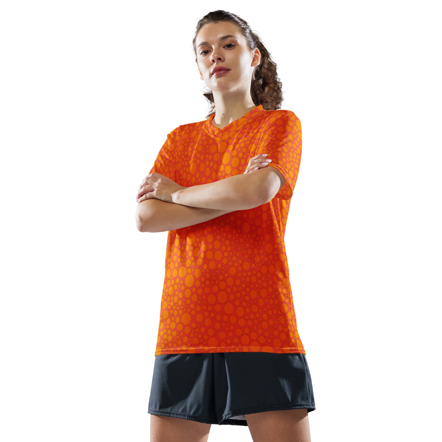 Unisex Sports Jersey - Orange on Pink Dots