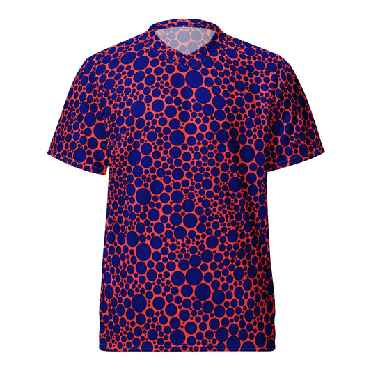 Unisex Sports Jersey - Navy Blue on Orange Dots