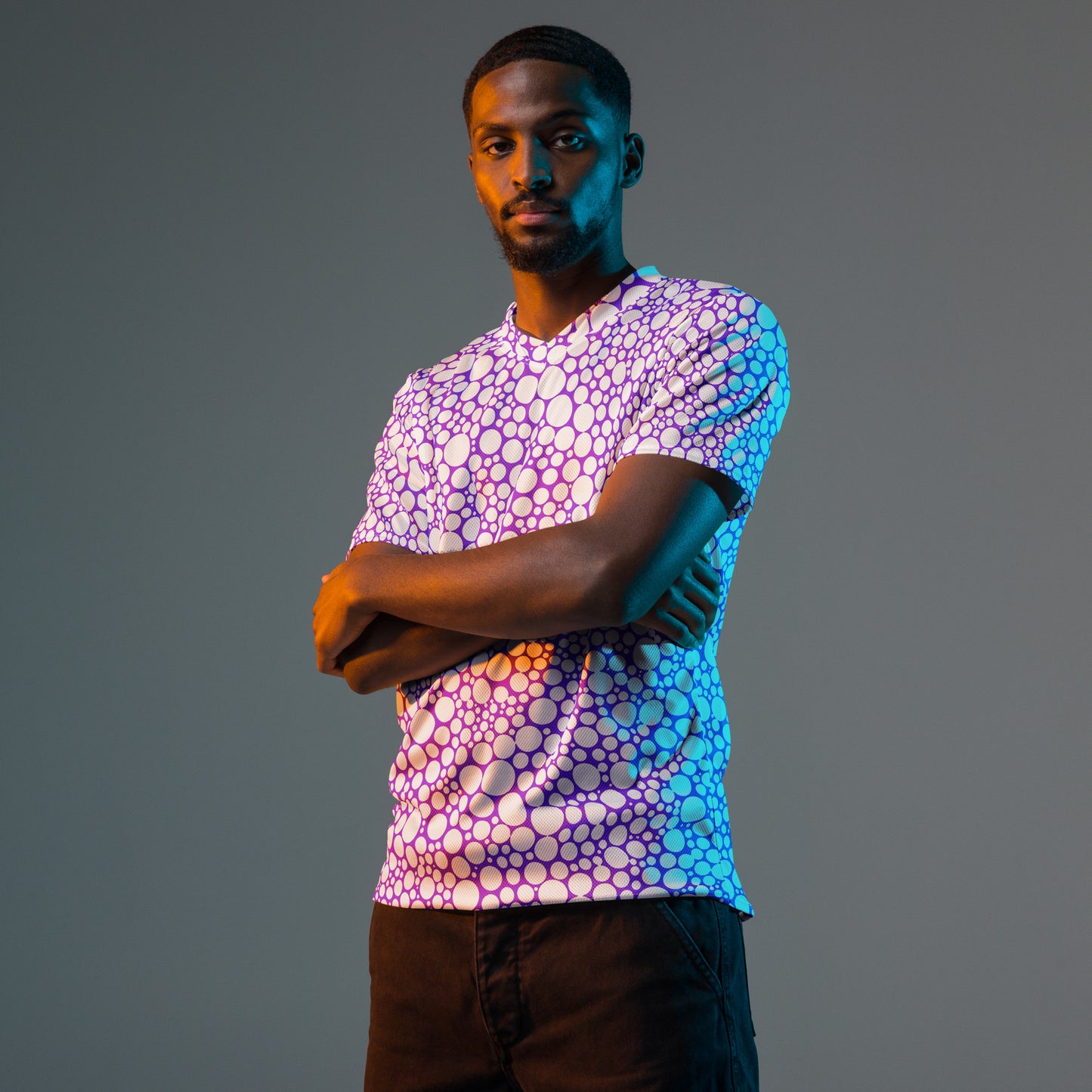 Unisex Sports Jersey - White on Purple Dots