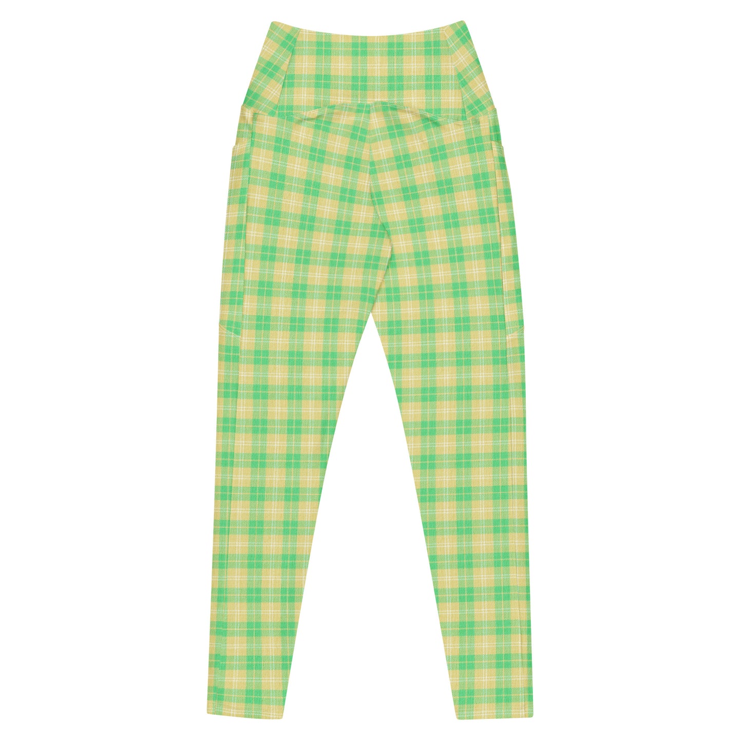 High-Waisted Pocket Leggings - Green & Yellow