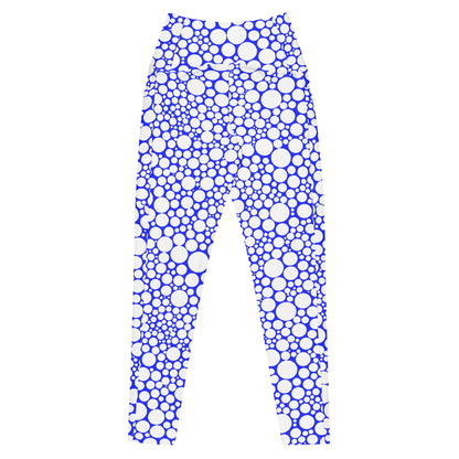 High-Waisted Pocket Leggings - White Dots on Midnight Blue