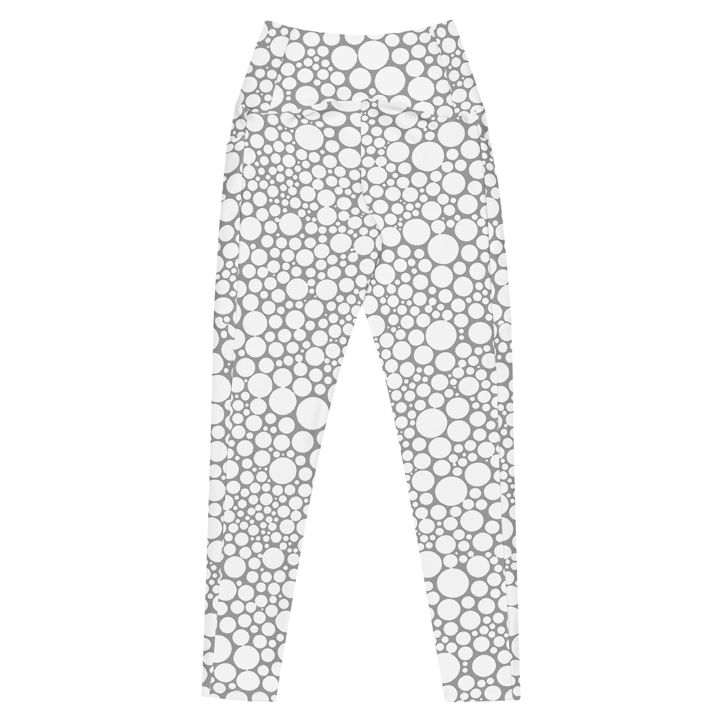 High-Waisted Pocket Leggings - White Dots on Gray