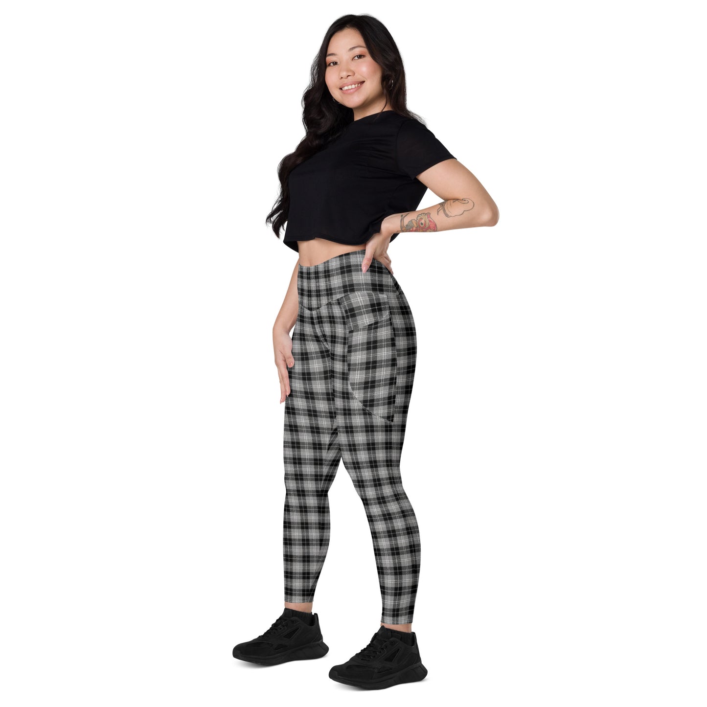 High-Waisted Pocket Leggings - Black & White