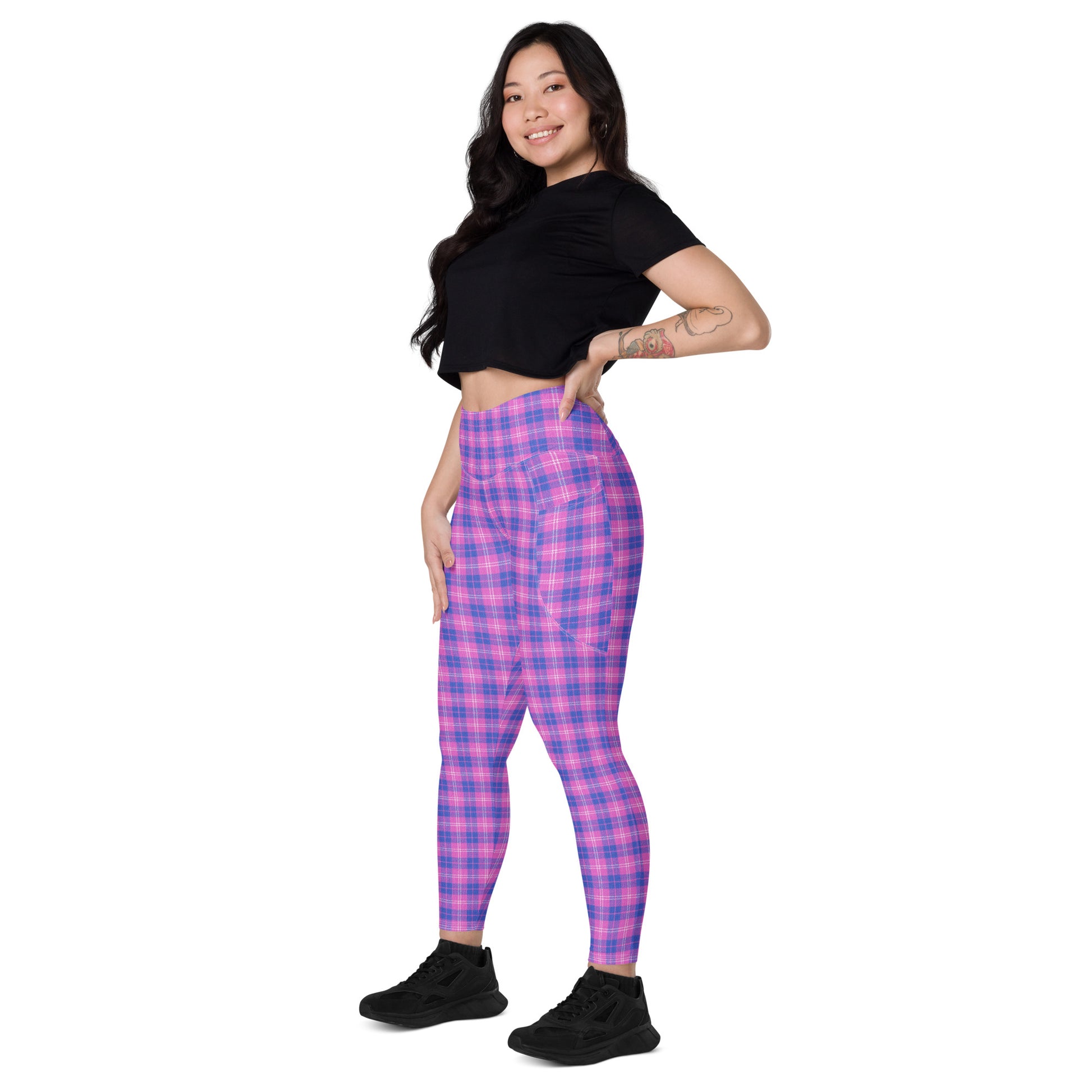 High-Waisted Pocket Leggings - Pink & Periwinkle