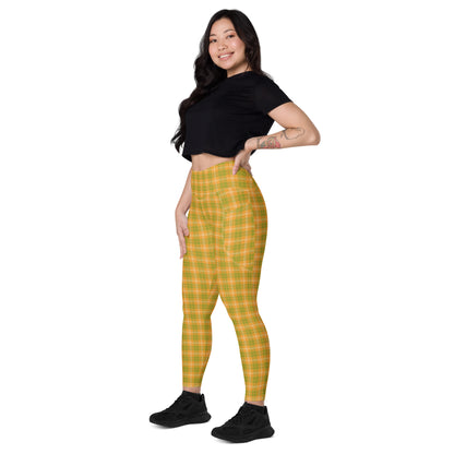 High-Waisted Pocket Leggings - Orange & Green