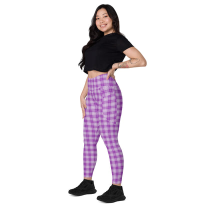 High-Waisted Pocket Leggings - Purple Pop