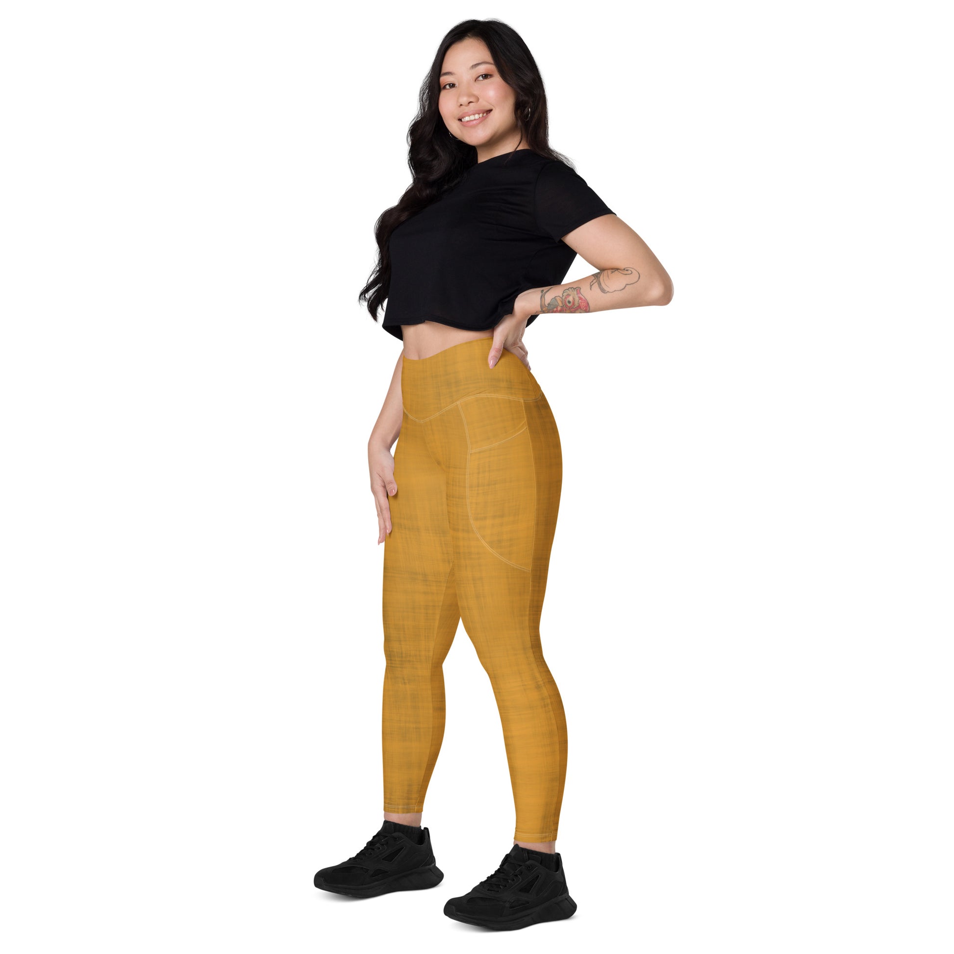 High-Waisted Pocket Leggings - Orange Crush