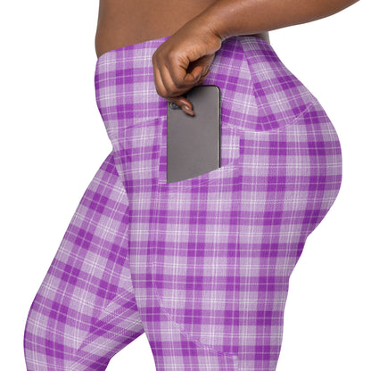 High-Waisted Pocket Leggings - Purple Pop