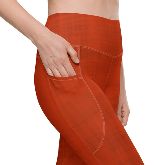 High-Waisted Pocket Leggings - Lava Red