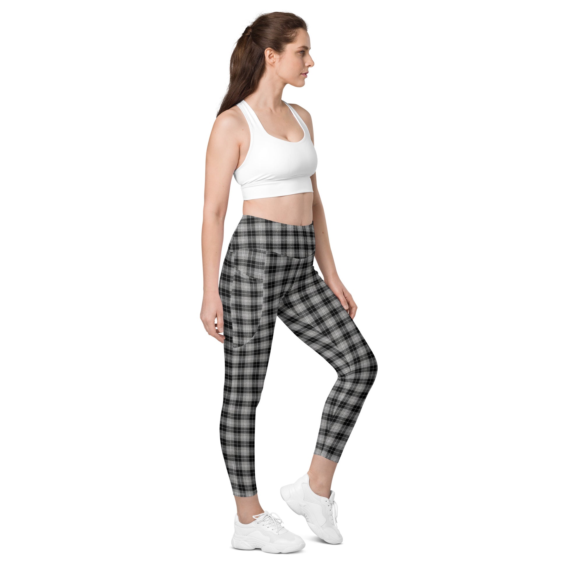 High-Waisted Pocket Leggings - Black & White