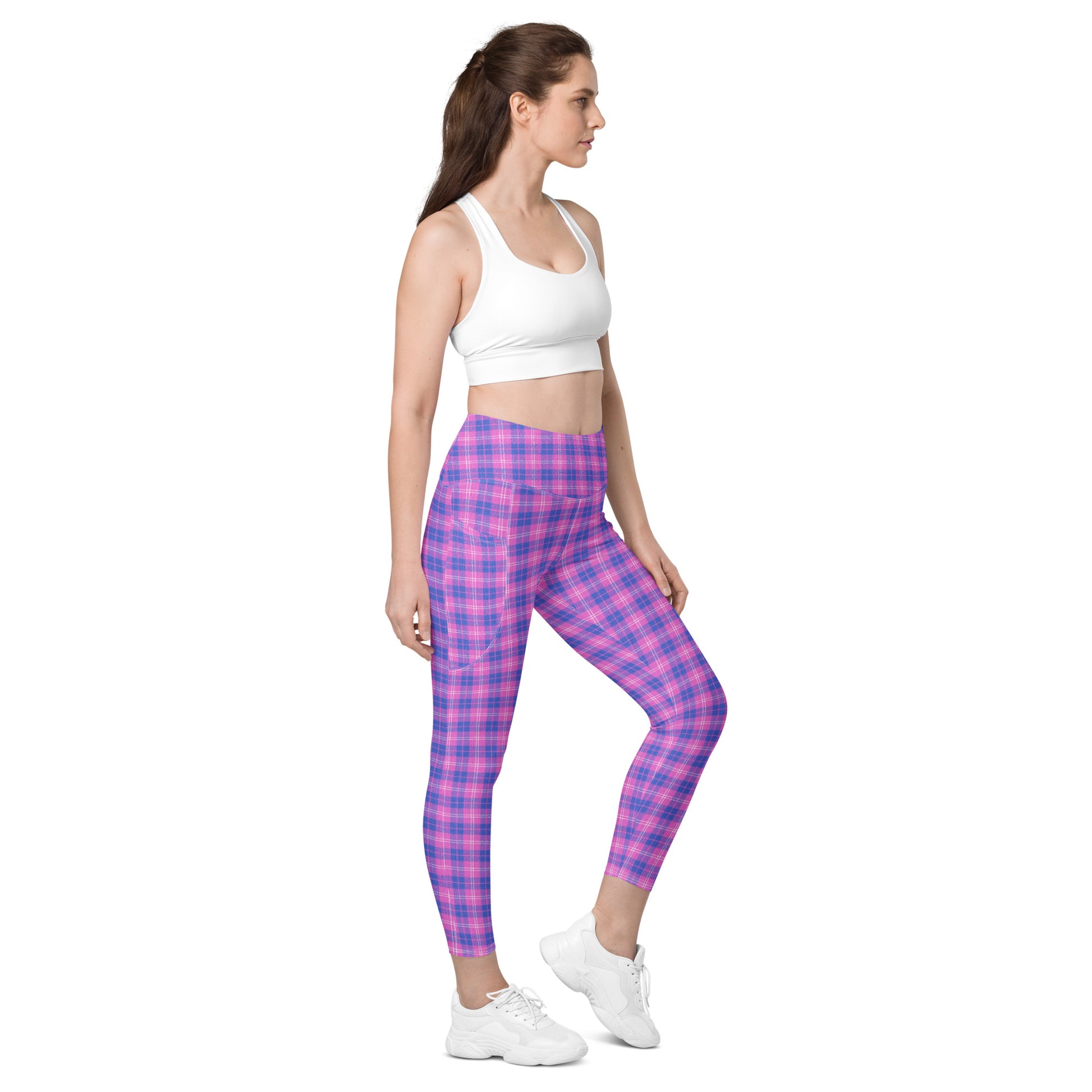 High-Waisted Pocket Leggings - Pink & Periwinkle