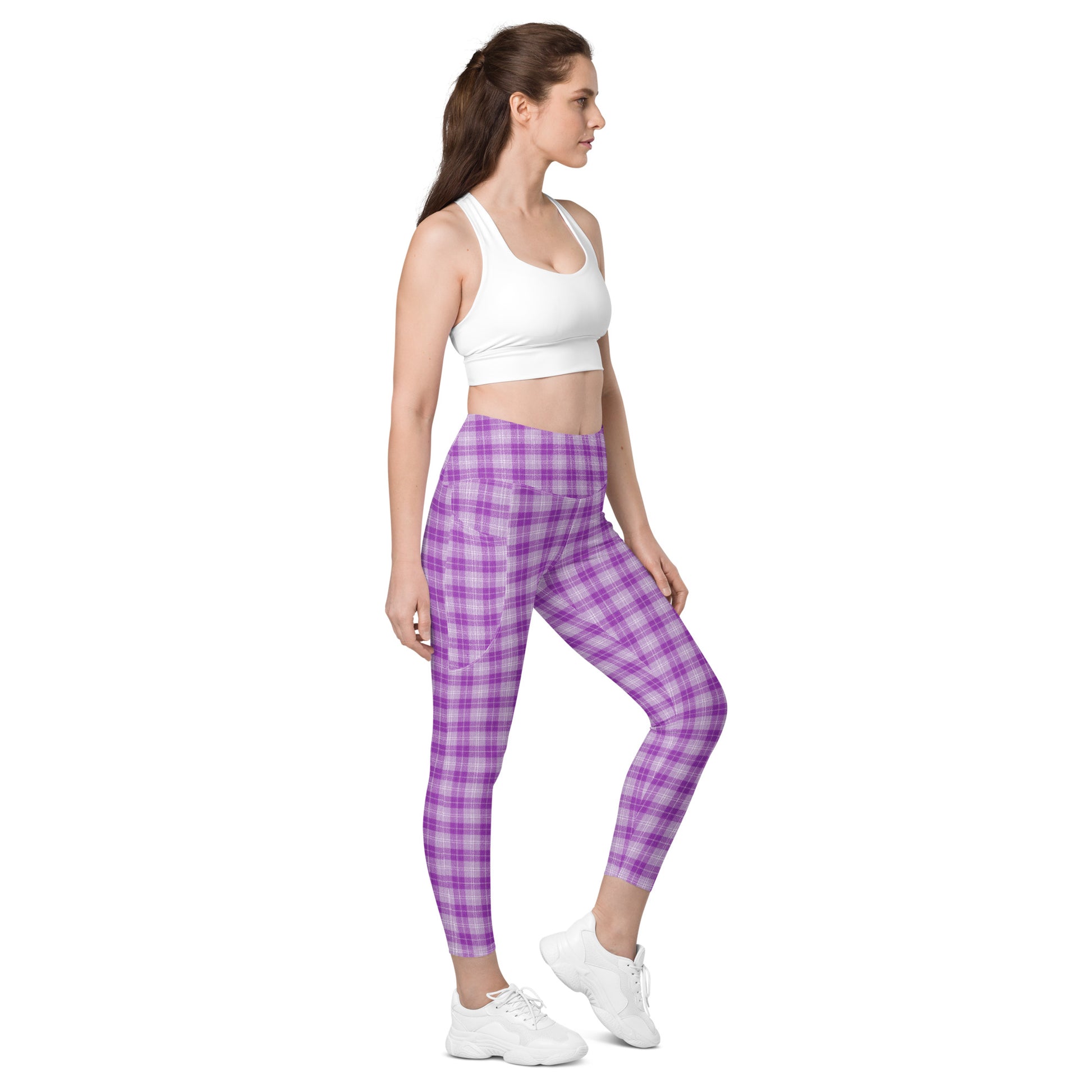 High-Waisted Pocket Leggings - Purple Pop