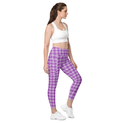 High-Waisted Pocket Leggings - Purple Pop