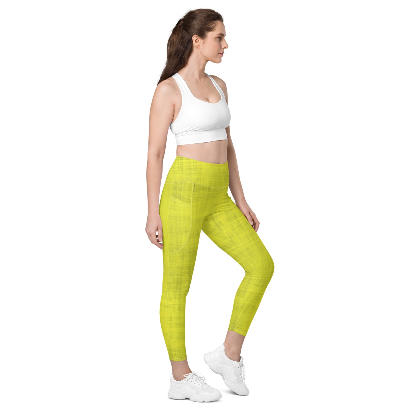 High-Waisted Pocket Leggings - Zesty Lemon