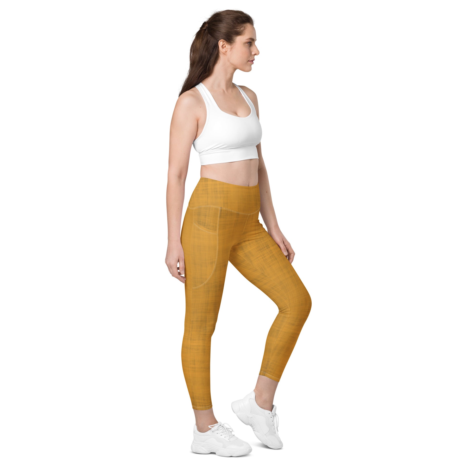 High-Waisted Pocket Leggings - Orange Crush