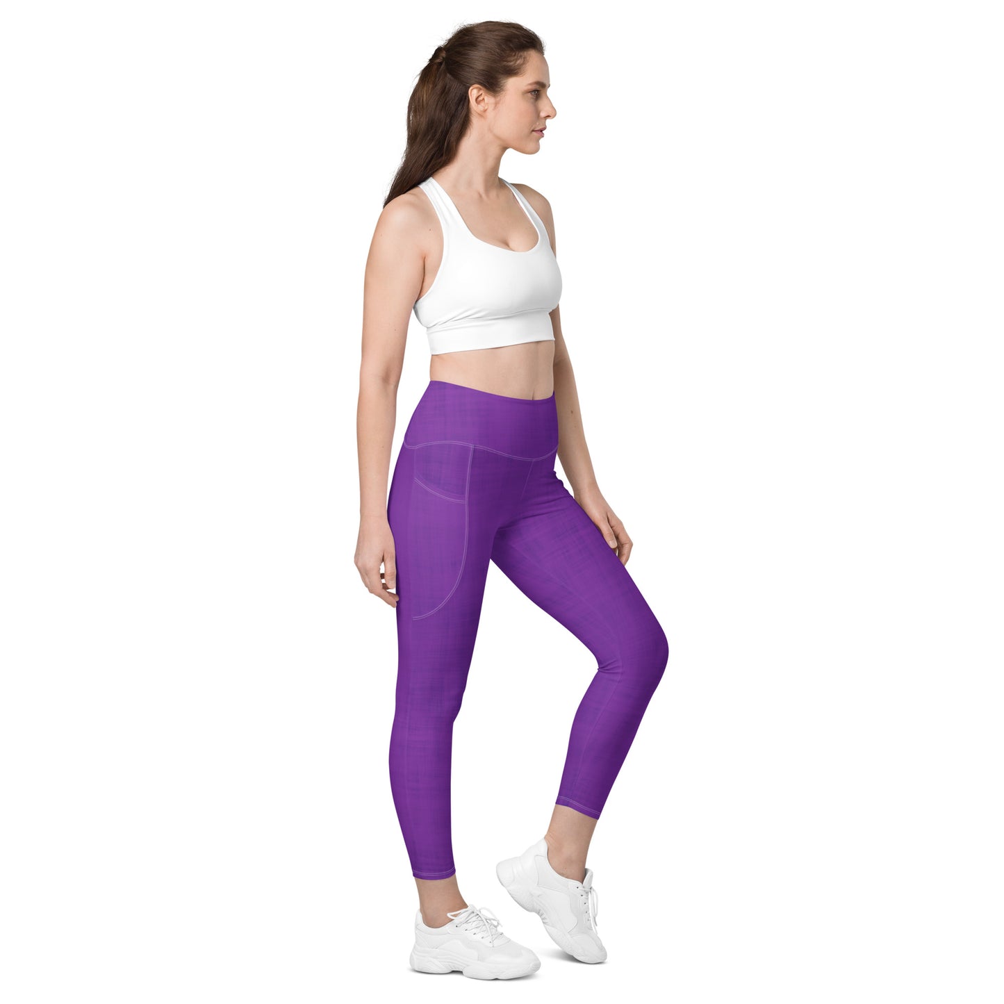 High-Waisted Pocket Leggings - Purple Pop