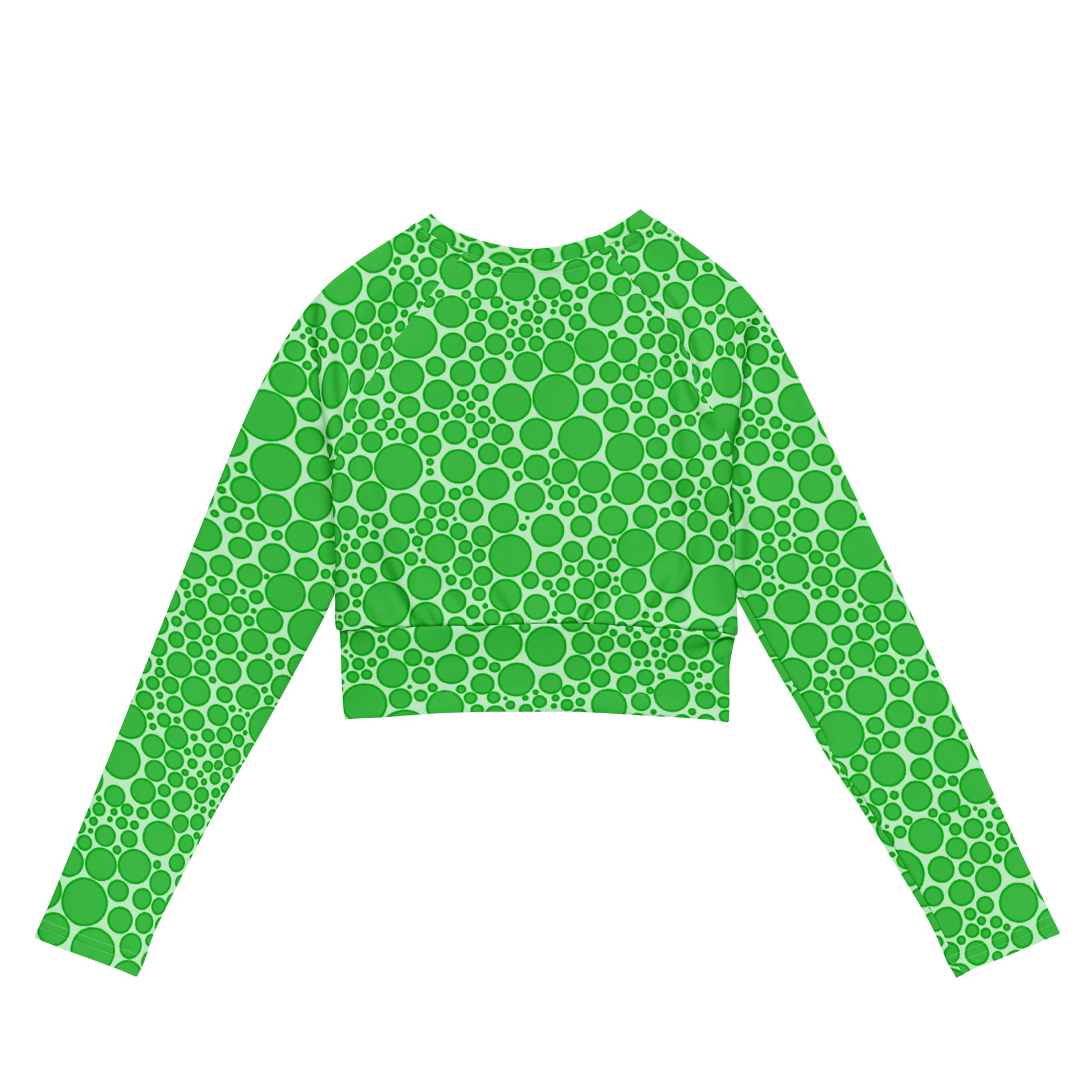 Women's Long-Sleeve Crop Top - Green Dots on Neon Green