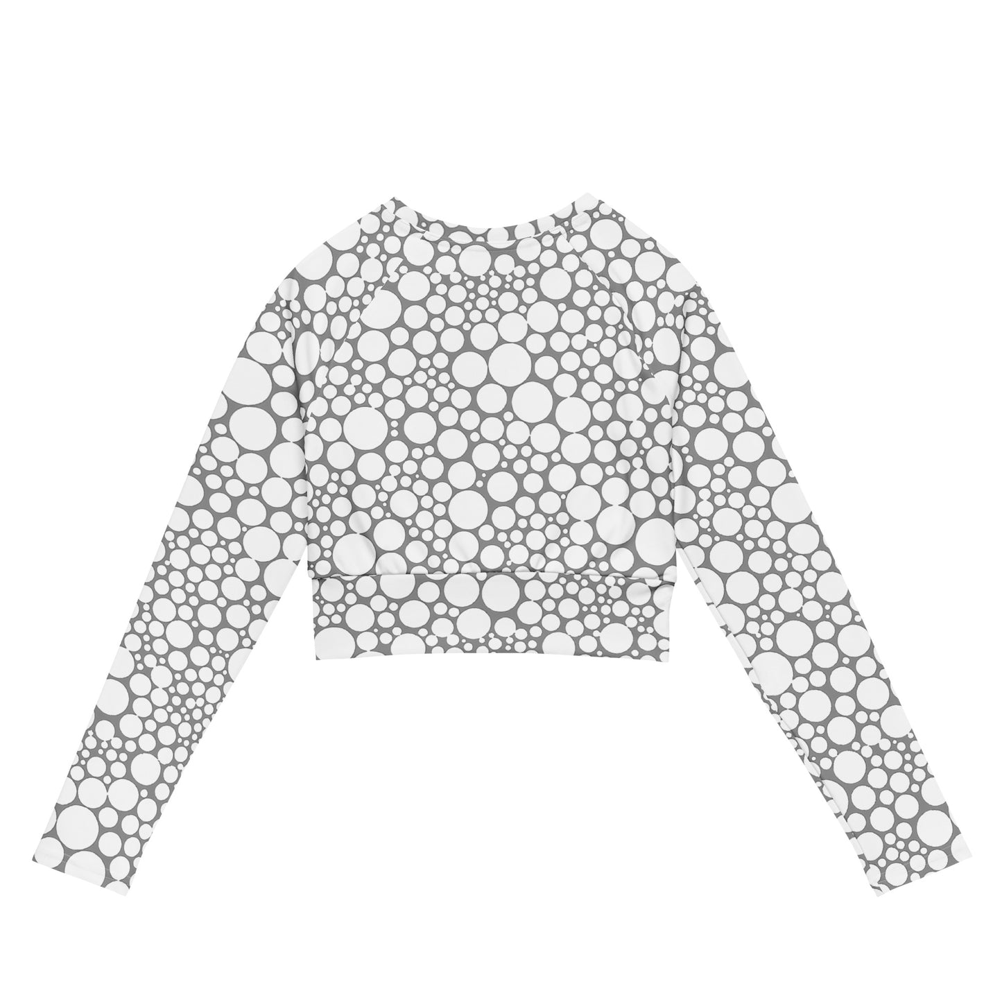 Women's Long-Sleeve Crop Top - White Dots on Gray