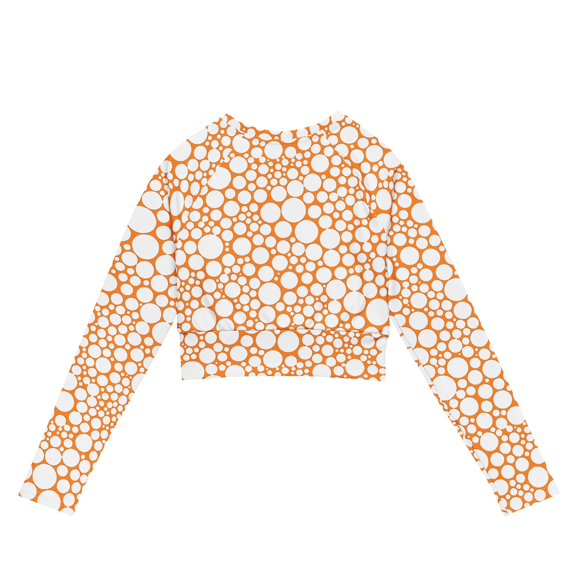 Women's Long-Sleeve Crop Top - White Dots on Orange