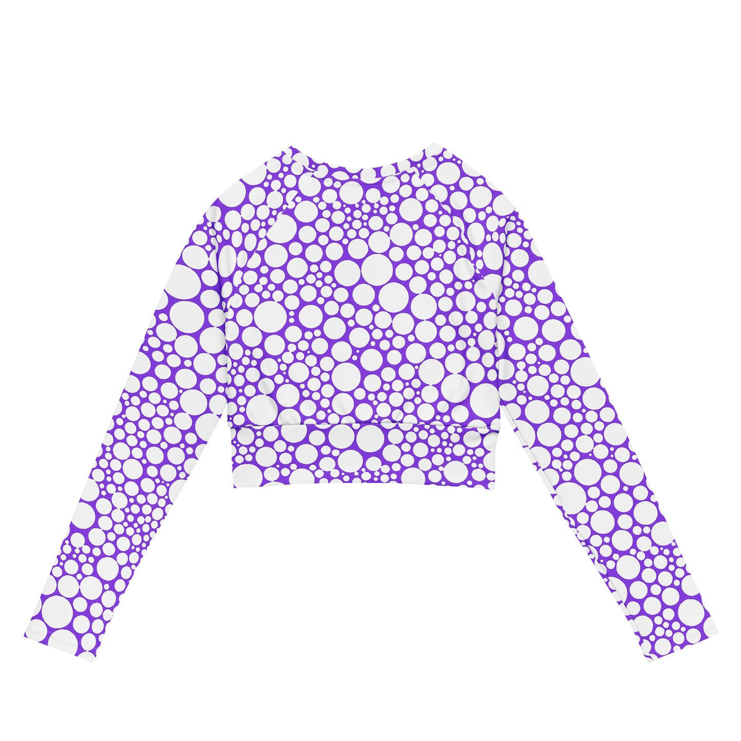 Women's Long-Sleeve Crop Top - White Dots on Purple