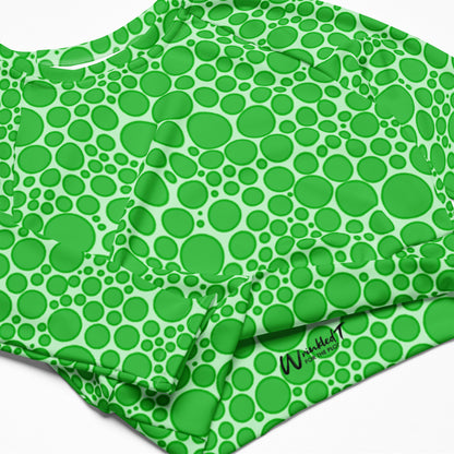 Women's Long-Sleeve Crop Top - Green Dots on Neon Green