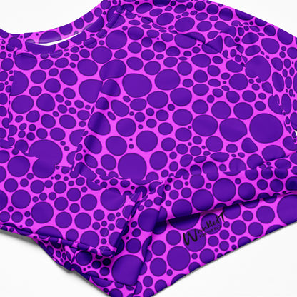 Women's Long-Sleeve Crop Top - Purple Dots on Pink