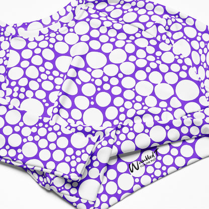 Women's Long-Sleeve Crop Top - White Dots on Purple