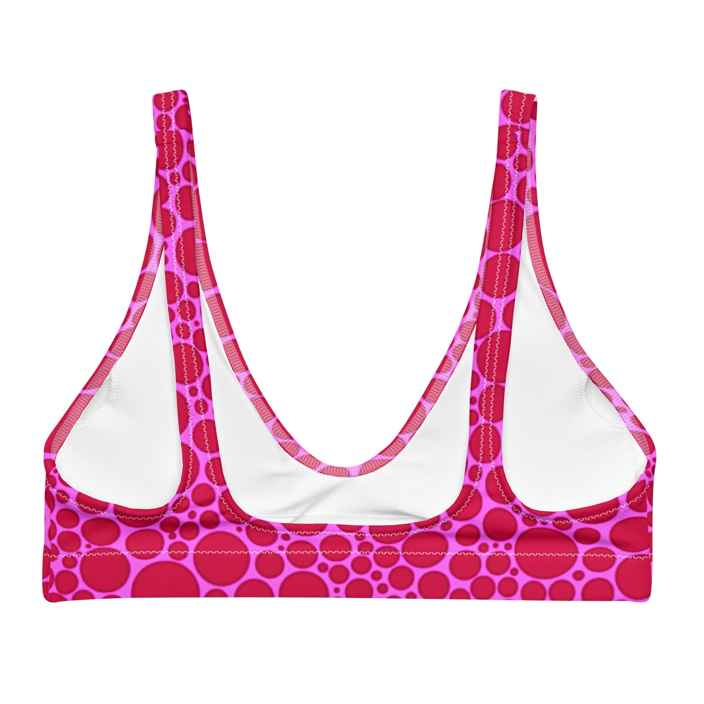 Recycled padded bikini top - Red Dots on Pink