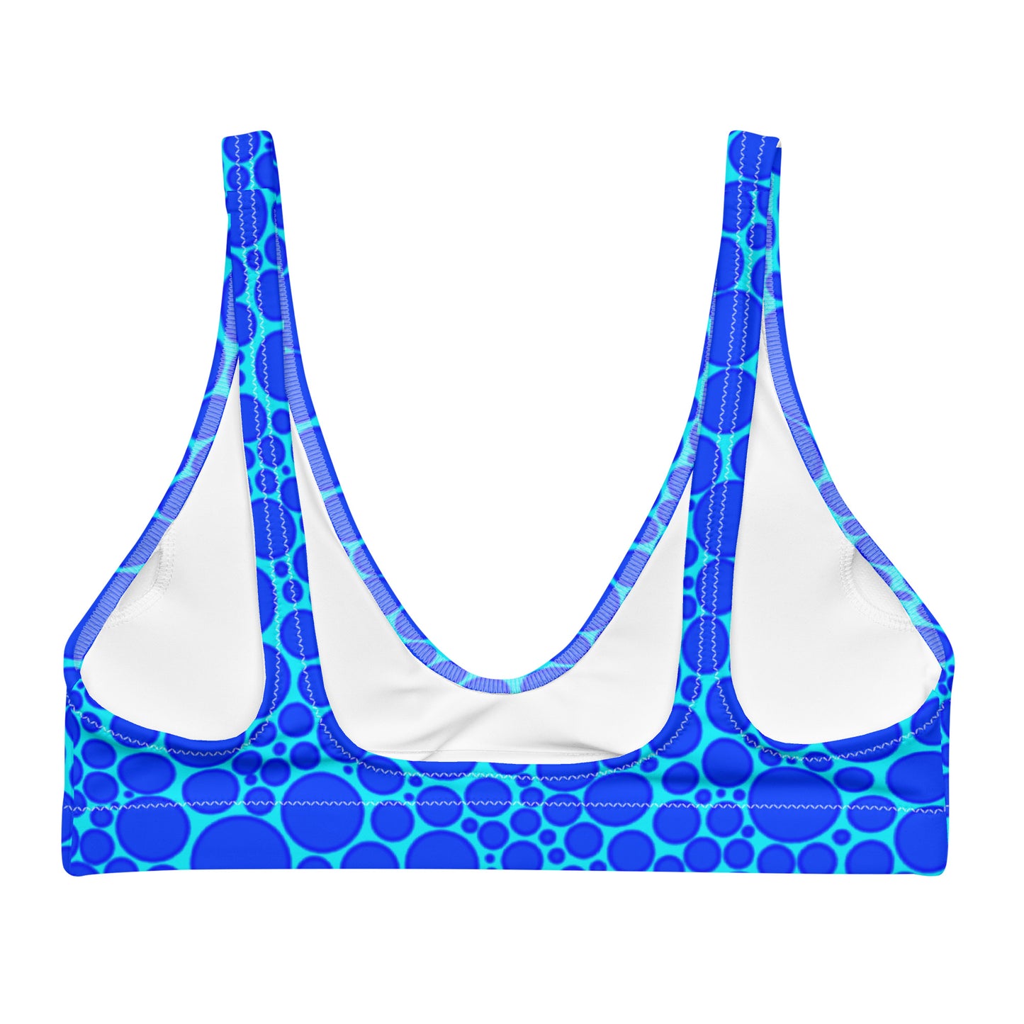 Recycled padded bikini top - Blue Dots on Electric Blue