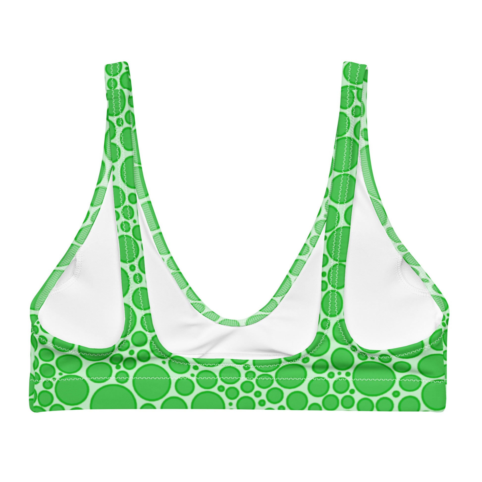 Recycled padded bikini top - Green Dots on Neon Green